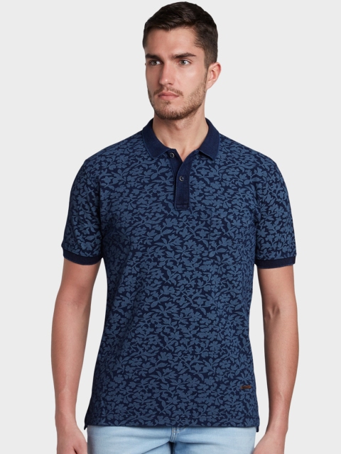

ColorPlus Men Blue Printed Henley Neck T-shirt