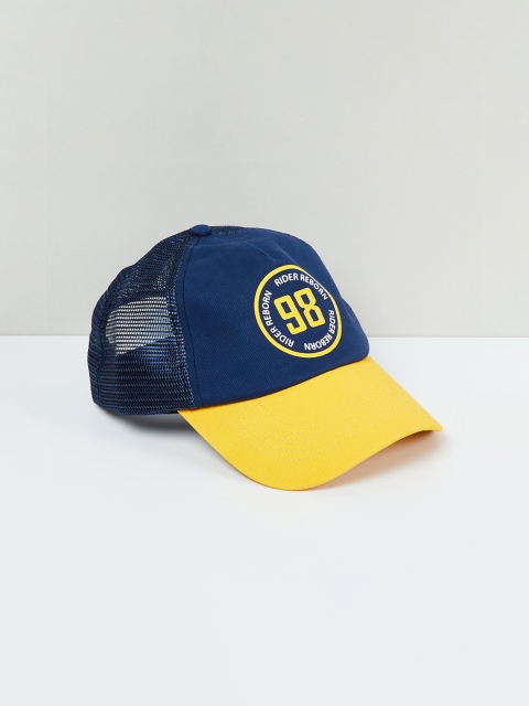

max Women Navy Blue & Yellow Colourblocked Visor Cap