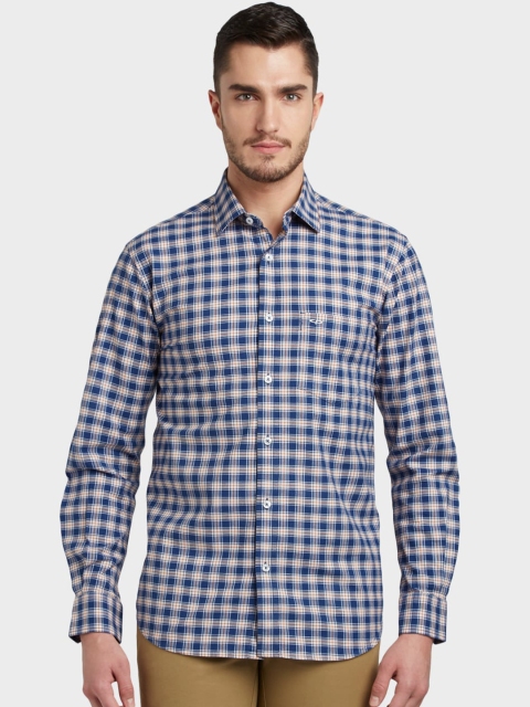 

ColorPlus Men Blue & White Tailored Fit Checked Casual Shirt