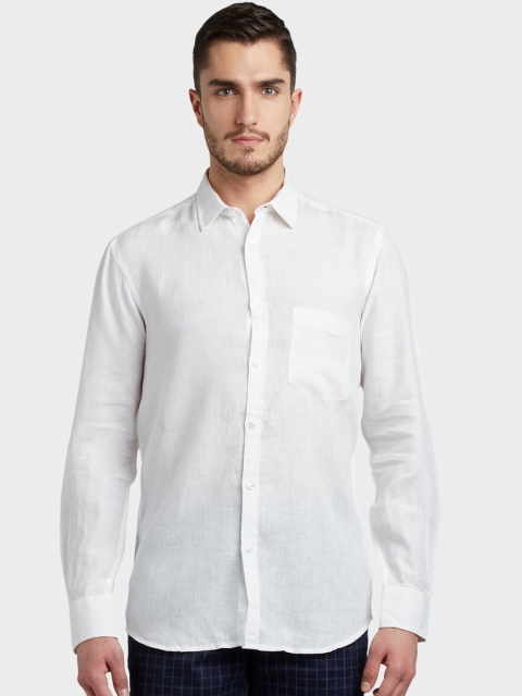 

ColorPlus Men White Tailored Fit Solid Casual Shirt