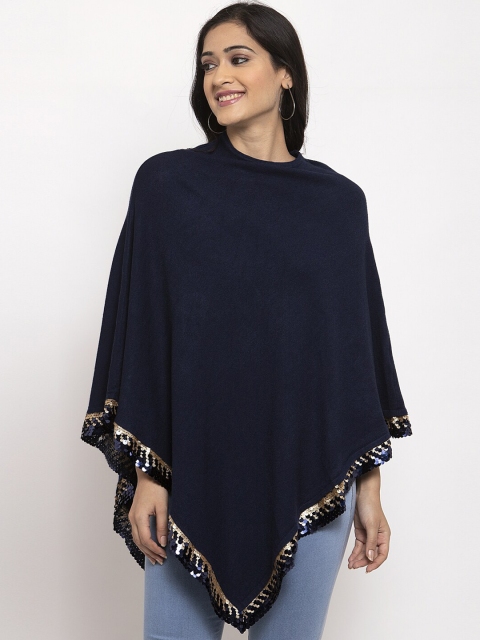 

Global Republic Women Navy Blue Solid Waterfall Shrug