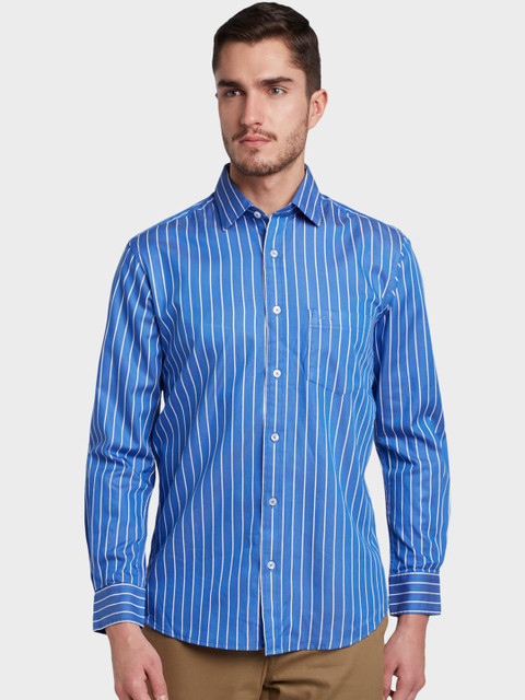 

ColorPlus Men Blue Tailored Fit Striped Casual Shirt