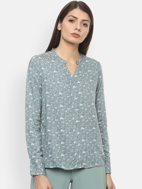 

Van Heusen Woman Women Grey Regular Fit Printed Casual Shirt
