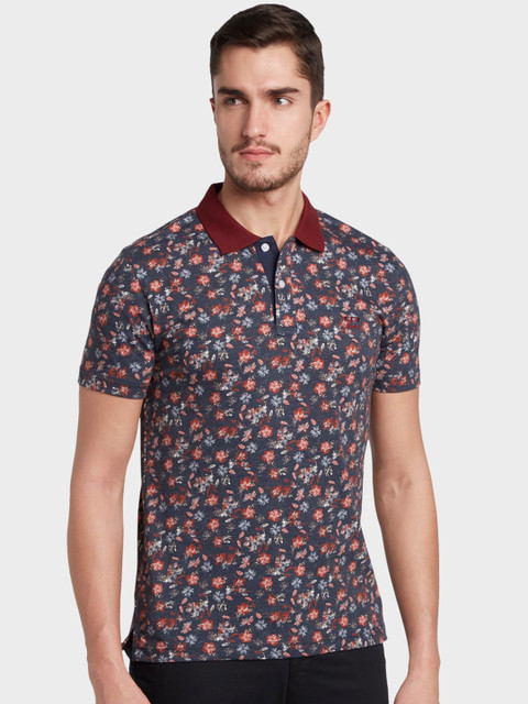 

ColorPlus Men Blue Printed Polo Collar T-shirt