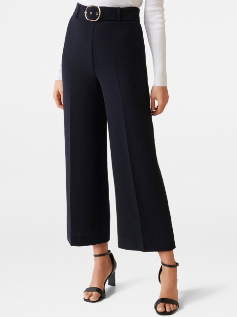 

Forever New Women Navy Blue Regular Fit Solid Parallel Trousers