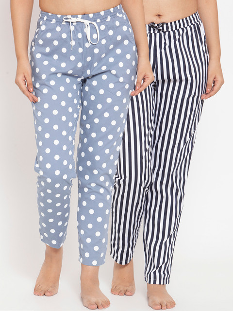 

Boston Club Women Navy Blue & White Set of 2 Printed Lounge Pants