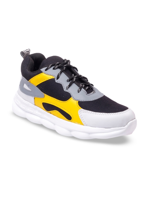 

mr.wonker Men Black & Grey Colourblocked Mesh Mid-Top Sneakers