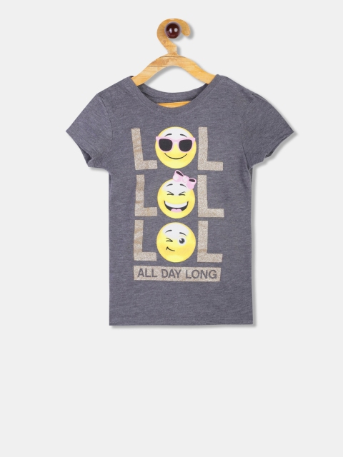 

The Childrens Place Girls Grey Printed Round Neck T-shirt