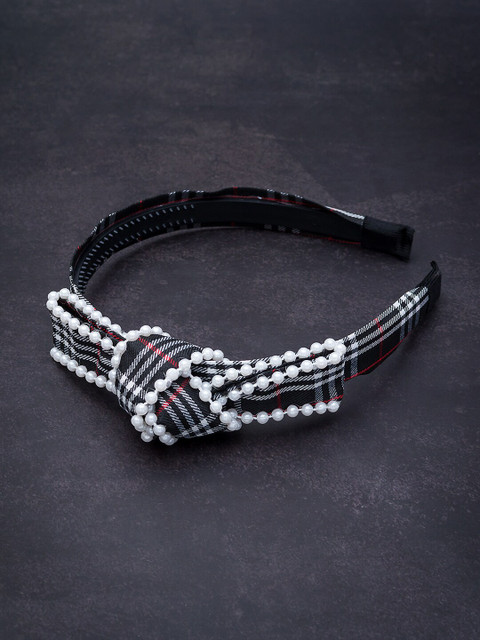 

Golden Peacock Black Beaded Hairband