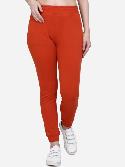 

Yuvraah Women Orange Solid Slim-Fit Rapid-Dry Sustainable Joggers