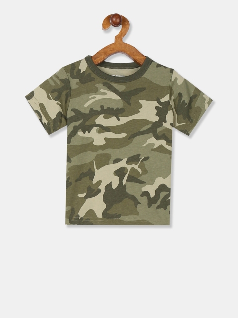 

The Childrens Place Boys Olive Green Camouflage Printed Round Neck T-shirt