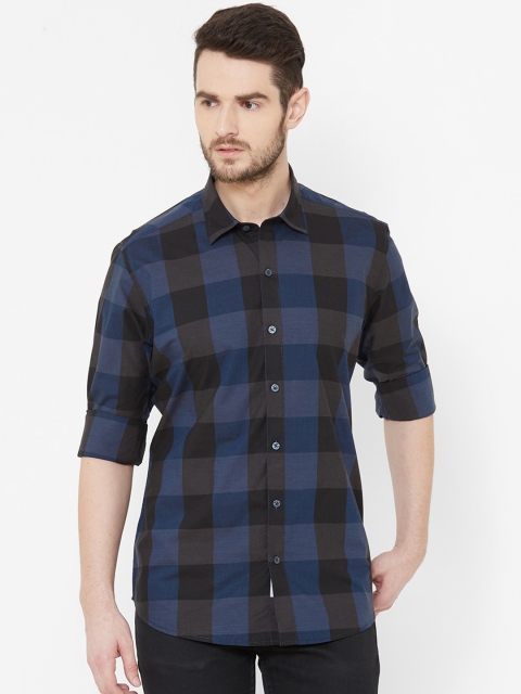

EVOQ Men Blue & Black Regular Fit Checked Casual Shirt