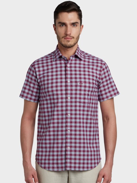 

ColorPlus Men Maroon & Blue Tailored Fit Checked Casual Shirt