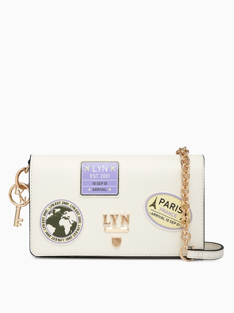 

LYN White & Purple Embellished Sling Bag
