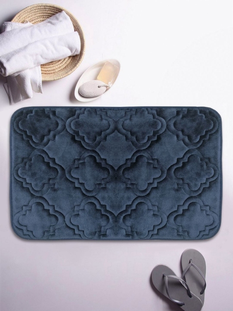 

BIANCA Navy Blue Patterned Microfibre 1000 GSM Rectangular Bath Rugs