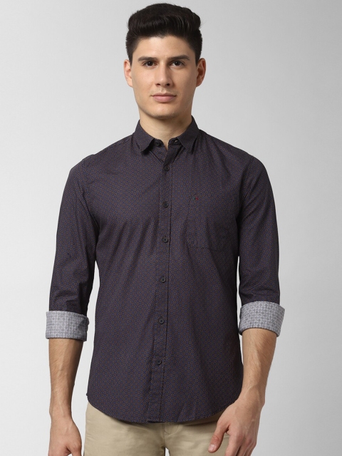 

Peter England Casuals Men Grey & Blue Slim Fit Printed Casual Shirt