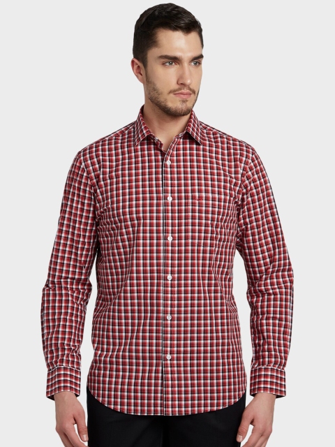 

ColorPlus Men Orange Tailored Fit Checked Casual Shirt