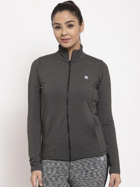 

BUKKUM Women Charcoal Solid Sweatshirt