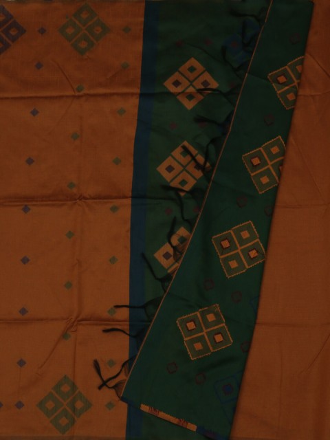 

Pothys Mustard & Green Jute Silk Woven Design Saree