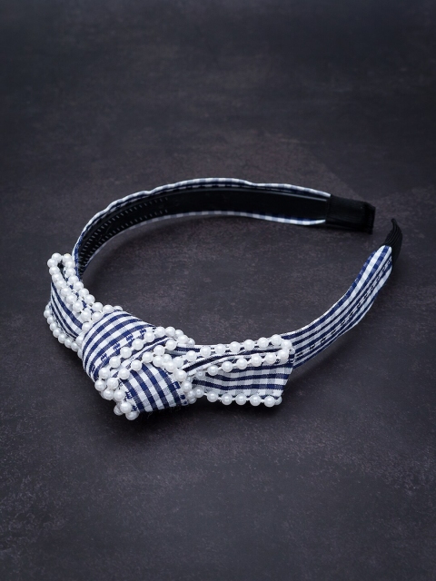 

Golden Peacock Blue & White Beaded Hairband