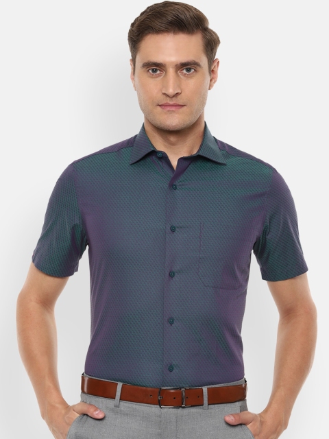 

Louis Philippe Men Navy Blue Regular Fit Self Design Formal Shirt