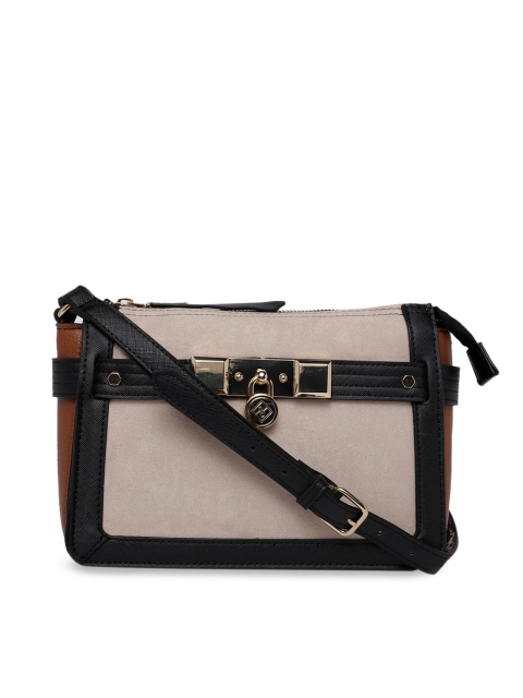 

Call It Spring Black & Beige Colourblocked Sling Bag