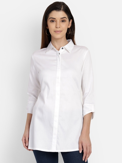 

Yaadleen Women White Solid Shirt Style Top