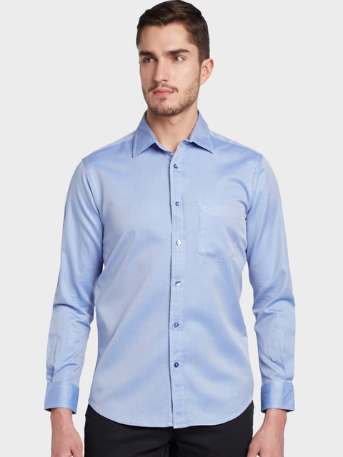 

ColorPlus Men Blue Tailored Fit Self Design Casual Shirt