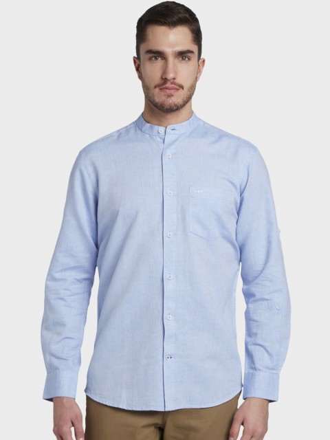 

ColorPlus Men Blue Tailored Fit Solid Casual Shirt