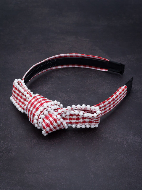 

Golden Peacock Red Beaded Hairband