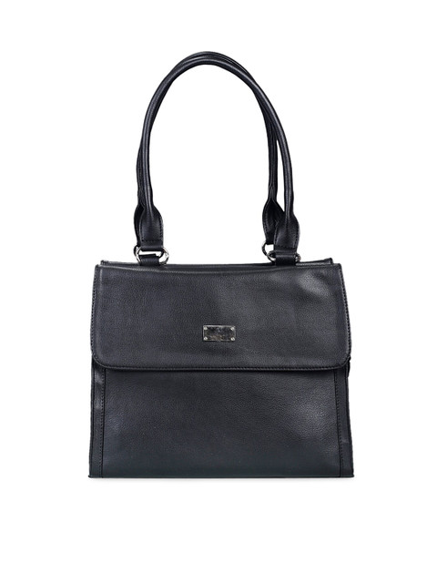 

Khadims Black Textured Handheld Bag
