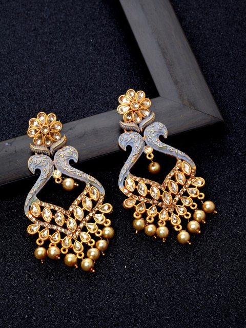 

Ibtida Gold-Plated & Grey Floral Drop Earrings