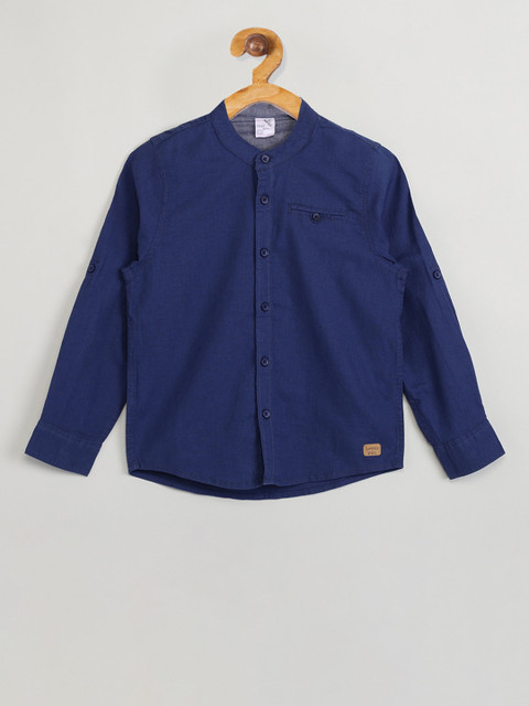 

max Boys Blue Regular Fit Solid Casual Shirt