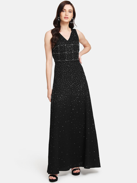 

Kazo Women Black Embellished Maxi Dress