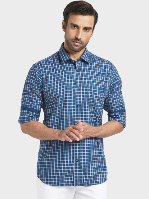

ColorPlus Men Blue Regular Fit Checked Casual Shirt