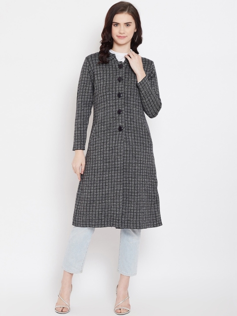 

Zigo Women Charcoal Grey Checked Cardigan Sweater