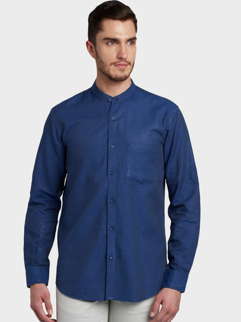 

ColorPlus Men Blue Tailored Fit Solid Casual Shirt