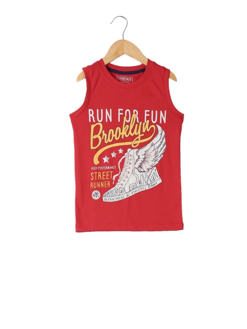 Cherokee Boys Red Printed Round Neck T-shirt