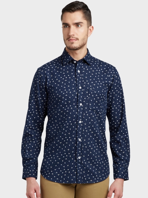 

ColorPlus Men Blue Tailored Fit Printed Casual Shirt