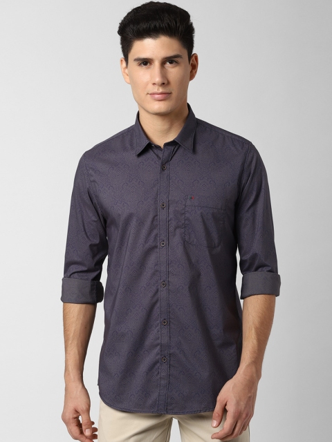 

Peter England Casuals Men Navy Blue & Grey Slim Fit Printed Casual Shirt