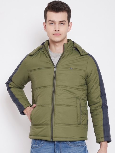 

Okane Men Olive Green Solid Padded Jacket