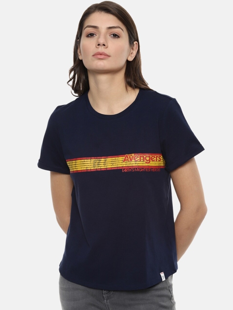

Van Heusen Woman Women Navy Blue & Yellow Striped Top