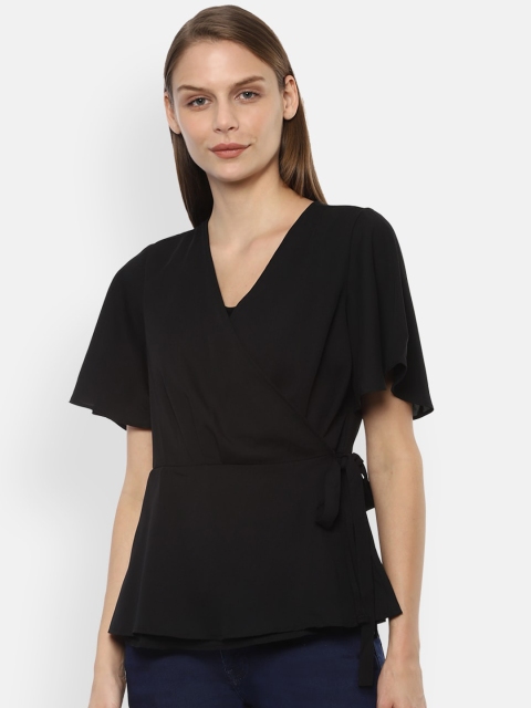 

Van Heusen Woman Black Solid Wrap Top