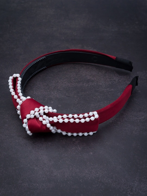

Golden Peacock Red Beaded Hairband