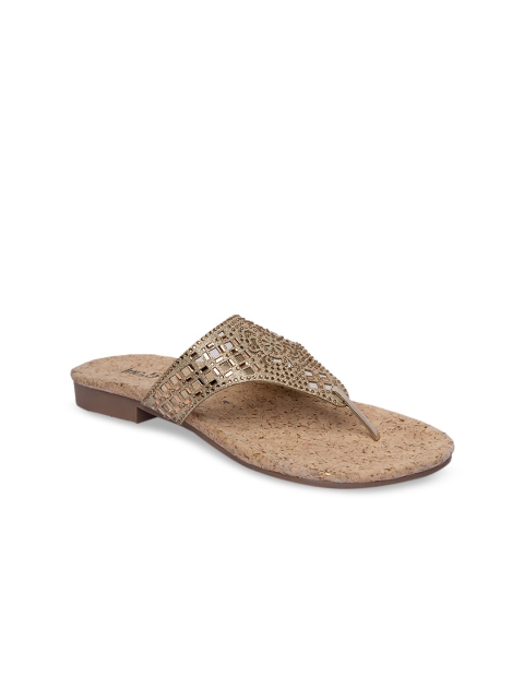 

Inc 5 Women Gold-Toned Embellished Open Toe Flats