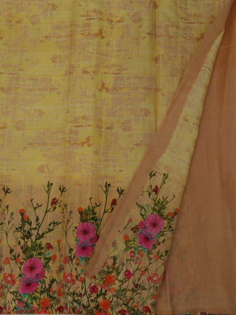 

Pothys Yellow Printed Jute Silk Saree