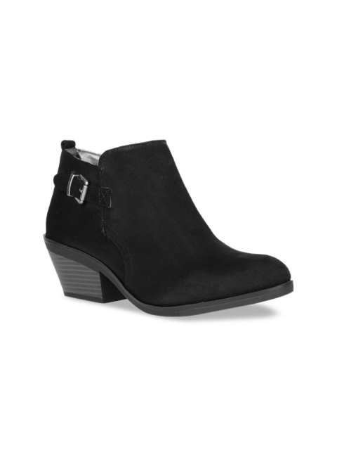 

Naturalizer Women Black Solid Leather Heeled Boots