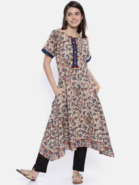 

The Kaftan Company Women Beige Printed A-Line Kurta