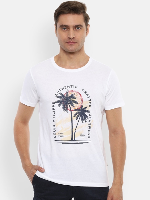 

Louis Philippe Jeans Men White Printed Round Neck T-shirt