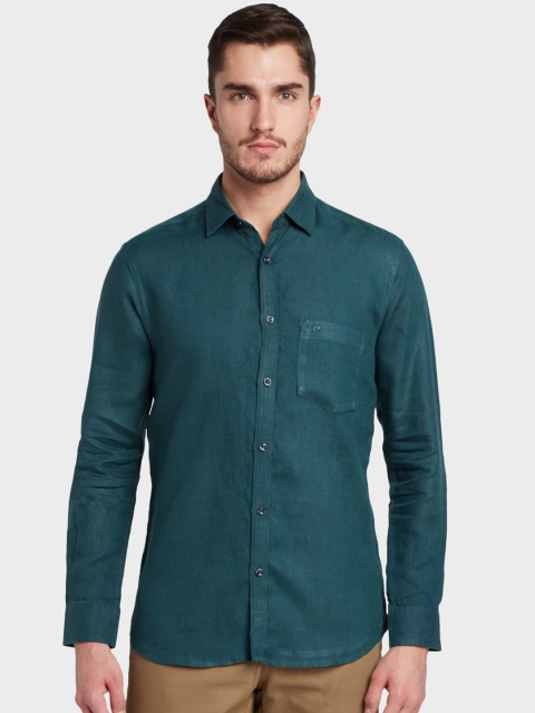 

ColorPlus Men Green Tailored Fit Solid Casual Shirt